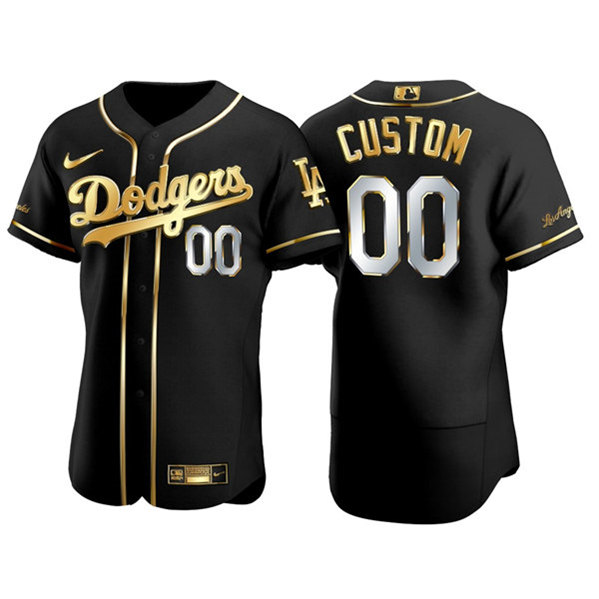 Men's Los Angeles Dodgers Active Player Custom 2021 Gold/Black Flex Base Stitched Jersey